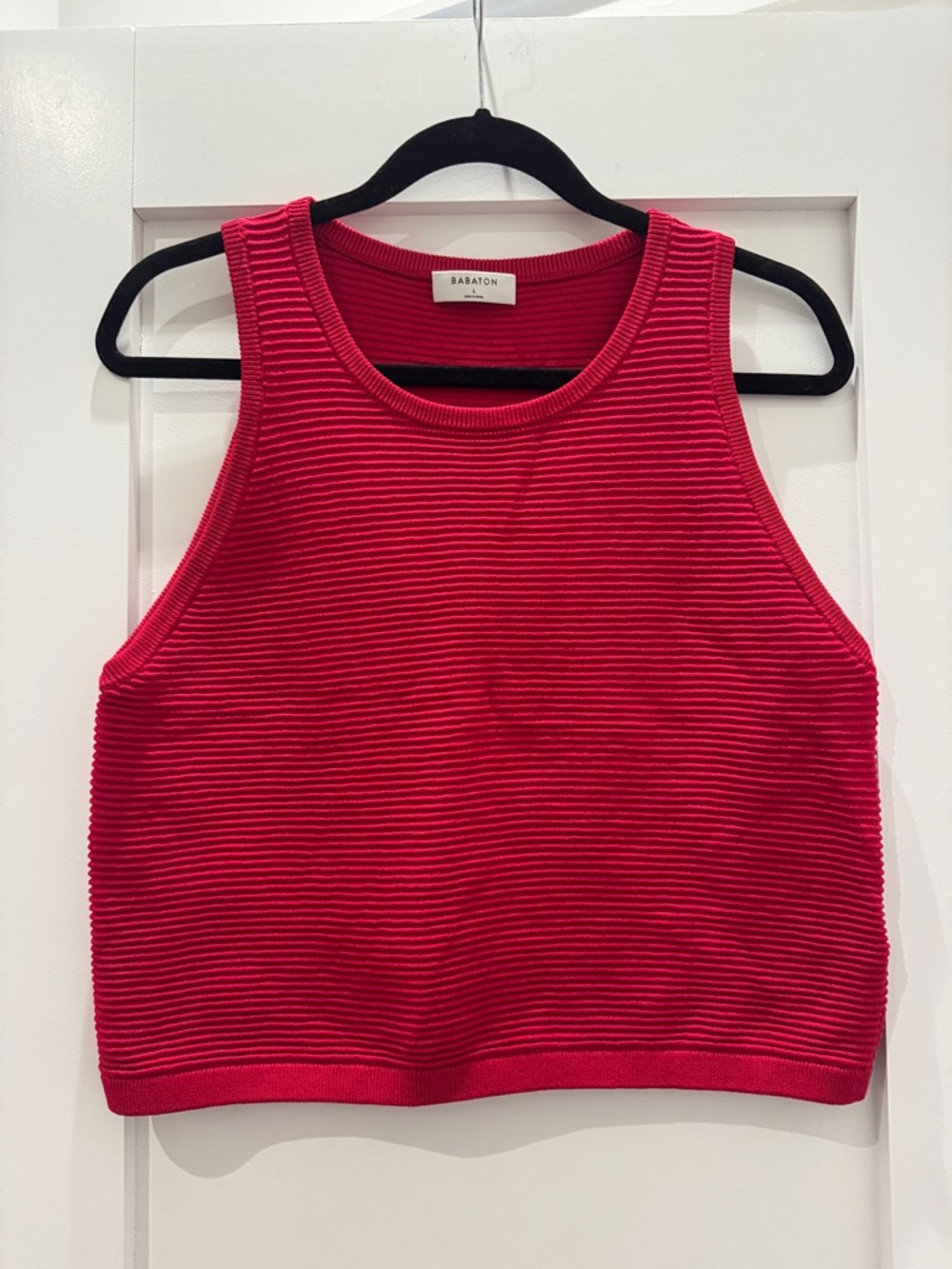 Aritzia Babaton Red Ribbed Knit Tank Top